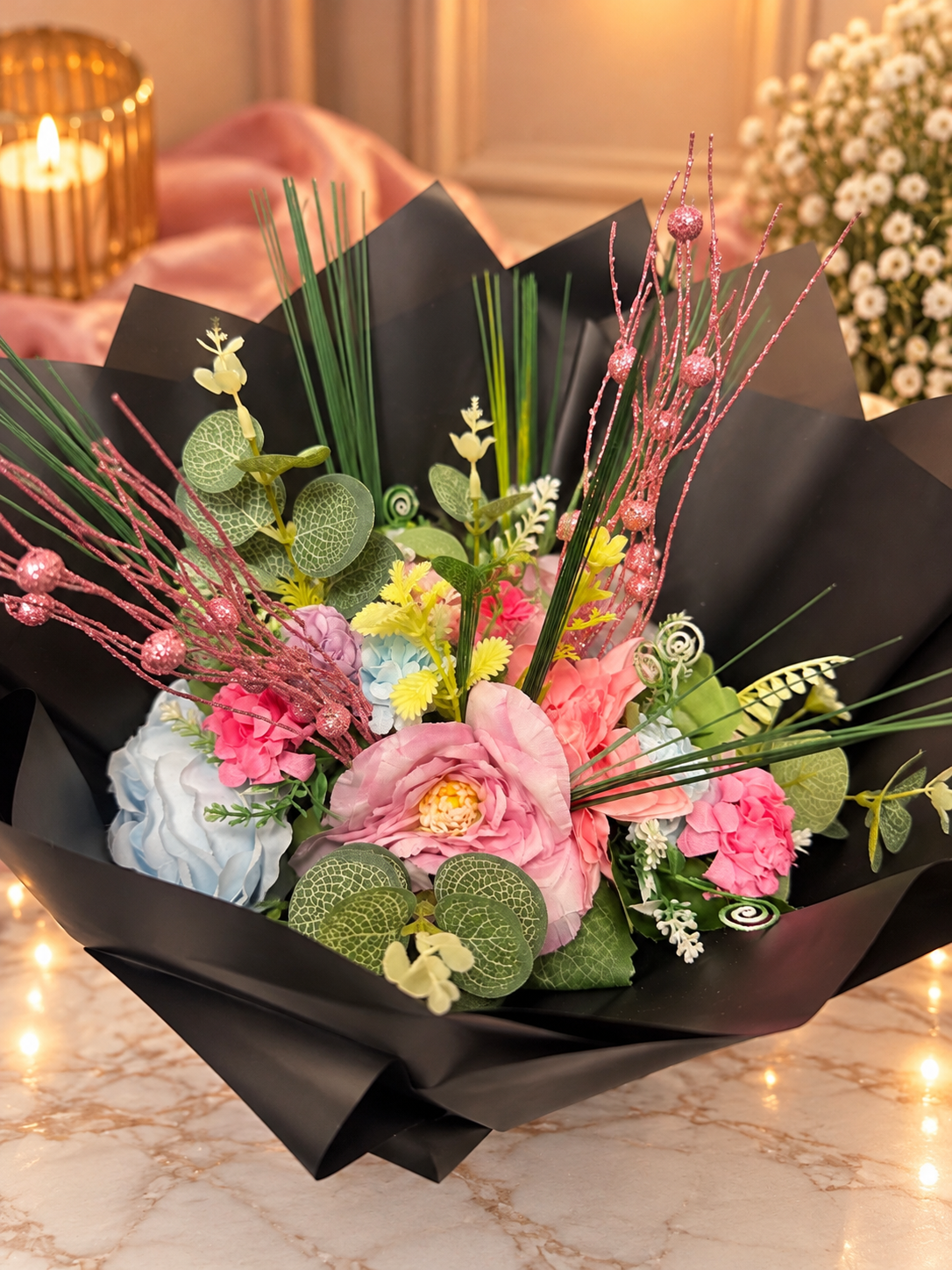 Pink Mother's Day floral arrangement